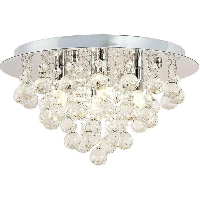 Afbeelding van Lindby plafondlamp 4lichts staal, kristal H: 19 cm G9 chroom