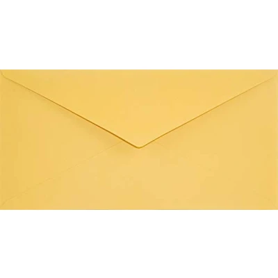 Afbeelding van 100 enveloppen DIN lang 110 x 220 mm (120g) zonnegeel met puntige klep