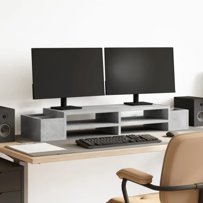 Afbeelding van vidaXL Monitorstandaard met opbergruimte 100x27x15 cm hout betongrijs