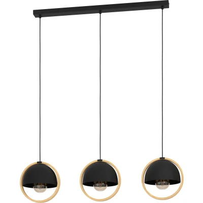 Afbeelding van EGLO Callow Hanglamp E27 93 cm Zwart/Bruin Hout/Staal