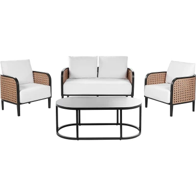 Afbeelding van Beliani MONTEFALCO Loungeset 4 zits Wit Aluminium