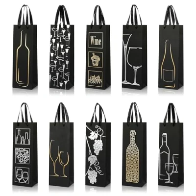 Afbeelding van Van Henry Elegante geschenkzakjes voor wijnflessen, champagne, enz., 32,5 x 11 9 cm, Zwart, flessenzak, Flessenzak