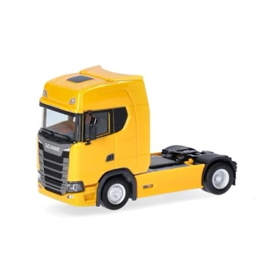 Afbeelding van Herpa Scania CS 20 HD kunststof tractor miniatuur ginster geel schaal 1:87 Made in Germany