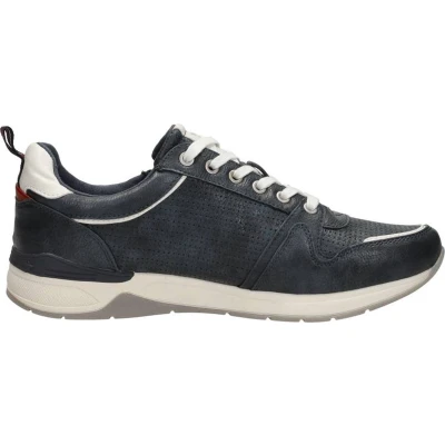 Afbeelding van Mustang Sneakers laag, Heren, Maat: 46, Blauw Imitatieleer/ textiel