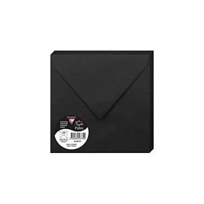 Afbeelding van Clairefontaine 5873C, verpakking met 20 enveloppen, vierkant, 16,5 x cm, 120 g/m², kleur: zwart, uitnodiging voor evenementen en overeenkomst, Pollen serie, glad papier van hoge kwaliteit