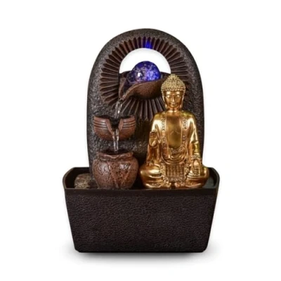 Afbeelding van fontein Boeddha Bhava 25 cm hoog interieur voor binnen relaxeer zen waterornament cadeau kerst nieuwjaar geschenk relatiegeschenk origineel lente zomer lentecollectie zomercollectie afkoeling koelte