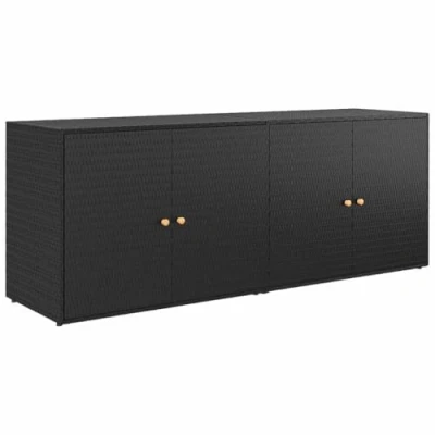 Afbeelding van vidaXL Opbergkast voor de tuin, zwart, 198 x 55,5 80 cm, polyrotan