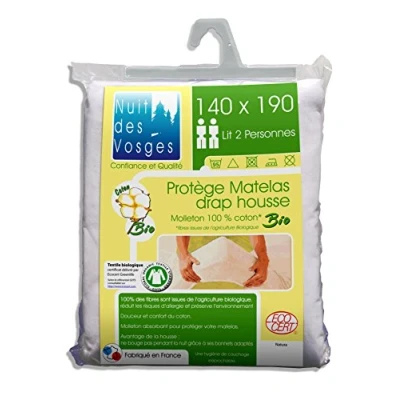 Afbeelding van Night of the Vosges 201912 Molton Matrashoes 100% Biologisch Katoen Wit 140 x 190 cm