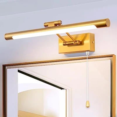 Afbeelding van MantoLite wandlamp, 8 W, 40 cm, binnen, messing, badkamer, spiegellamp, 3000 K, led met draaibare lampkop, leeslampen, 900 lm, voor schilderijen en vitrines, lampen