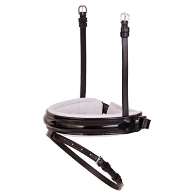 Image de BR Muserolle Bridon Vernis Large Rond Bombé Noir/Argent Cob