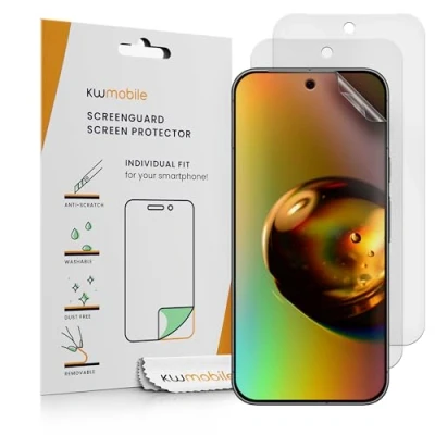 Afbeelding van kwmobile Set of 3 Screen Protectors Compatible with Google Pixel 9 Pro Anti Glare Fingerprint Display Films Matte