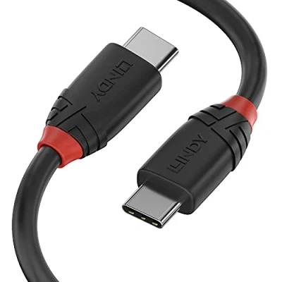 Afbeelding van LINDY USB kabel 3.2 Gen2x2 C stekker, Stekker 1.00 m Zwart past op beide manieren 36906
