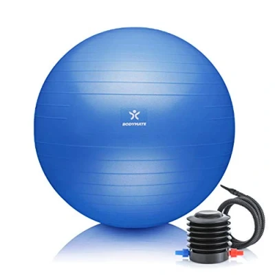 Image de Ballon Fitness BODYMATE + Pompe Incluse 55 cm Gris Anthracite E Book Gratuit