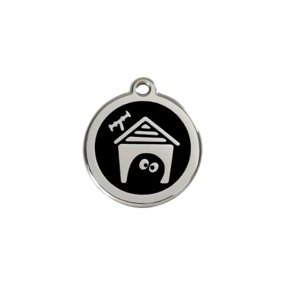 Afbeelding van Dog House Black roestvrijstalen hondenpenning small/klein dia. 2 cm RedDingo