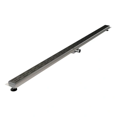 Afbeelding van Brauer Douchegoot 200x7. 5cm vloerflens RVS zwart