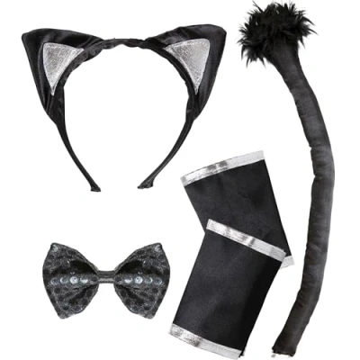 Afbeelding van Widmann Poes &amp; Kat Kostuum Kattenset Luxe Zwart Carnavalskleding Verkleedkleding