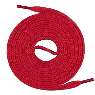 Afbeelding van Mount Swiss© Premium veters, 1 paar platte 100% katoen, scheurvast, breedte 7 mm, lengte 45 200 cm, Rood