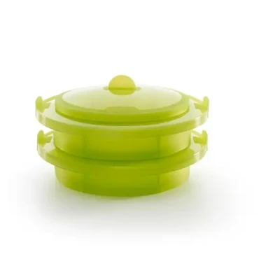 Afbeelding van Lékué Stoominzet Met 2 Compartimenten Uit Silicone Groen Ø 22cm H 12cm