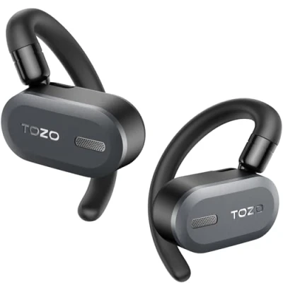Afbeelding van TOZO O2 Draadloze hoofdtelefoon met open oren multi hoekinstelling, Bluetooth 5.3 dual assig ontwerp voor langdurig comfort, kristalheldere oproepen tijdens het rijden, zwart