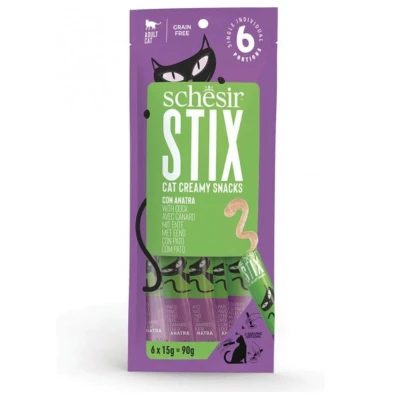 Afbeelding van Schesir Stix 90 g Kattensnack Eend