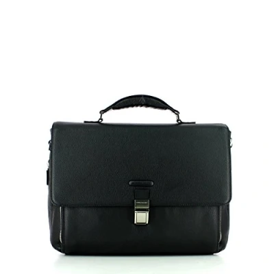 Afbeelding van PIQUADRO Leren Afzonderlijke gevallen Business tas met laptopvak Modus Expandable Computer Briefcase Nero Zwart