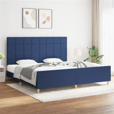 Afbeelding van vidaXL Bedframe met hoofdeinde stof blauw 200x200 cm