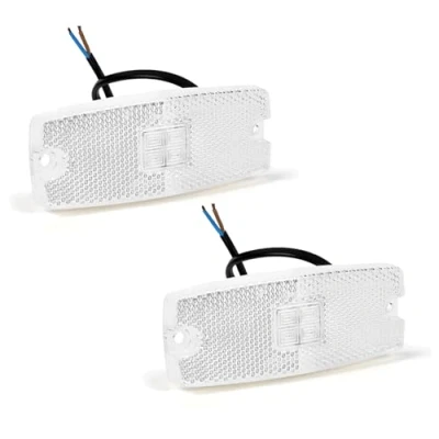 Afbeelding van AOHEWEI 2 x witte led sjabloonlampen, zijpositie, voor vrachtwagen, indicatorlampen met reflector aanhanger, bestelwagen, caravan, 10 30 V, ECE goedgekeurd