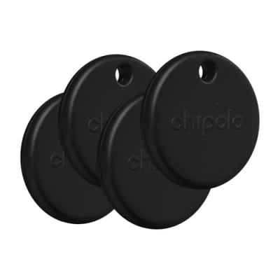 Afbeelding van Chipolo POP, kleurrijk, compatibel, krachtig, met oproep van je telefoon en waarschuwing buiten bereik, werkt Apple Find My of Google Device (4 x zwart)