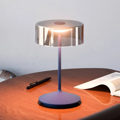 Afbeelding van Numotion LED oplaadbare tafellamp, blauw, glas, IP54, dimbaar