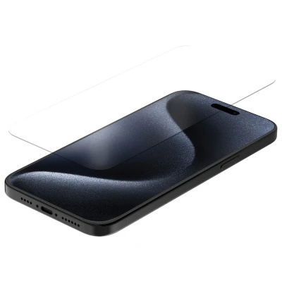 Afbeelding van Quad Lock displaybeschermfolie van gehard glas voor iPhone 15 Plus / Pro Max)