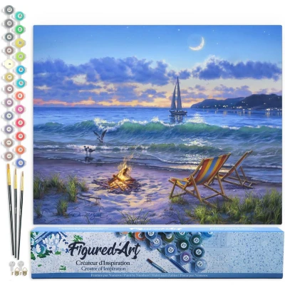 Afbeelding van Figured&#039;Art Schilderen op Nummer Volwassenen canvas Strand Handwerk acrylverf Kit DIY Compleet 40x50cm zonder frame