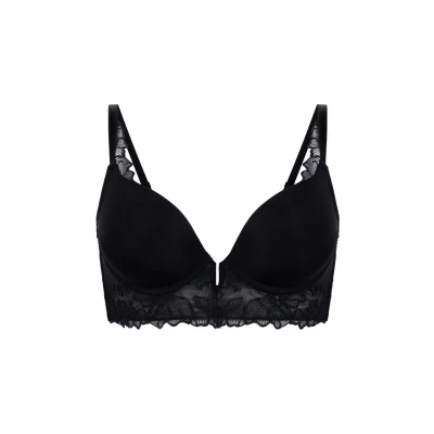 Afbeelding van Hunkemöller Jemima Padded Longline Pushup BH, Dames, Maat: 70A, Black
