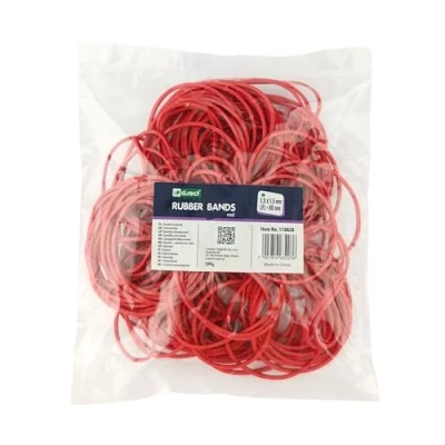 Afbeelding van D.RECT Elastiek, zak van 100 g, rubberen ring, perfect voor thuis en op kantoor, herbruikbaar, zeer duurzaam, rood