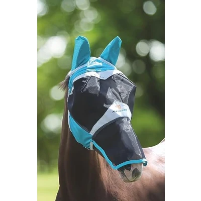 Image de Shires Masque Anti Mouches avec Oreilles et Nez Fine Mesh Teal Poney