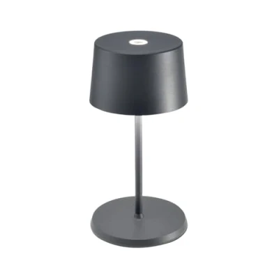 Afbeelding van Zafferano, Olivia Mini tafellamp, draagbaar, oplaadbaar, met touch bediening, geschikt voor woonkamer en buiten, dimmer 2200 3000 K, hoogte 22 cm, kleur donkergrijs
