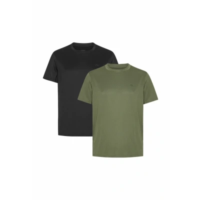 Afbeelding van DANISH ENDURANCE Technisch sportshirt voor heren, zeer ademend, korte mouwen, hardlopen en krachttraining, Veelkleurig (1 x zwart, 1 olijfgroen), 3XL