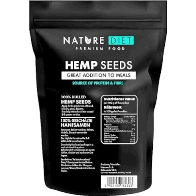 Image de Nature Diet Graines de Chanvre 1000g Décortiqué Décoré Sans gluten Végétalien