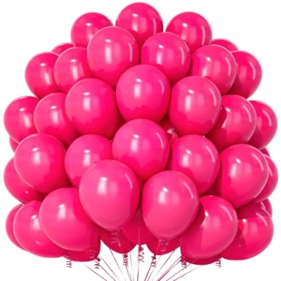 Afbeelding van Teselife 100 stuks matte felroze latexballonnen voor vrouwen en meisjes verjaardag, bruiloft, verloving, babyshower, 30,5 cm
