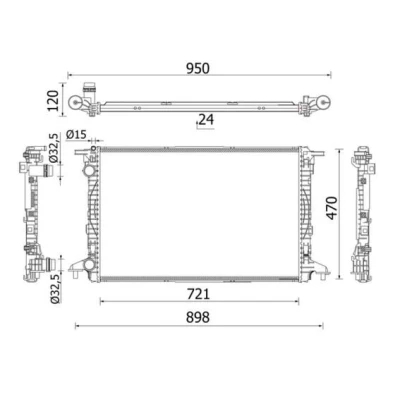 Afbeelding van MAHLE ORIGINAL CR 2179 000S Radiateur Aluminium 721 470 24 Koelribben mechanisch gelast AUDI: A4 B9 Avant