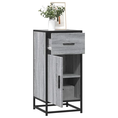 Afbeelding van vidaXL Dressoir 35,5x35x76 cm bewerkt hout en metaal grijs sonoma
