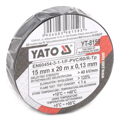 Afbeelding van YATO YT 8159 Plakband, isolatieband 15 Zwart PVC 20 Enkelzijdig