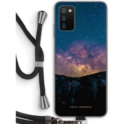 Afbeelding van Case Company® hoesje met Koord geschikt voor Samsung Galaxy A03S Travel to space Telefoonhoesje Zwart Bescherming aan alle Kanten en Over de Schermrand