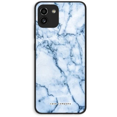Afbeelding van Case Company® hoesje geschikt voor Samsung Galaxy A03 Blauw marmer Soft Cover Telefoonhoesje Bescherming aan alle Kanten en Schermrand