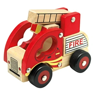 Afbeelding van Bino Brandweerwagen Junior 13 X 10 7 Cm Hout Rood/naturel