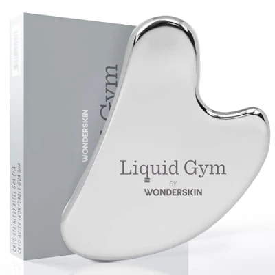 Afbeelding van Wonderskin Liquid Gym Gua Sha, gezichtssculptuurgereedschap, gezichtsroller om rimpels te verminderen, roestvrijstalen gezichtsmassageapparaat