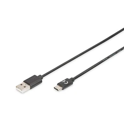 Afbeelding van DIGITUS USB 2.0 aansluitkabel 1,8 m verbindingskabel van Type A naar C High Speed 480 Mbit/s Zwart