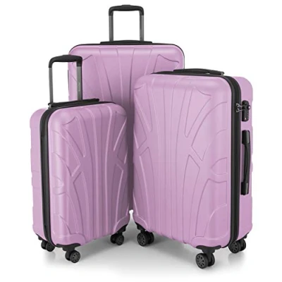 Afbeelding van Suitline 3 delige kofferset Trolley set trolleykoffer Harde koffer Reiskoffer, TSA, 55cm + 66cm 76cm, 100% ABS, mat lila