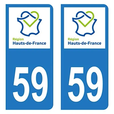Afbeelding van HADEXIA Stickers kentekenplaat auto afdeling 59 noord logo regio Hauts de France