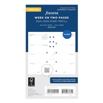Afbeelding van Filofax Persoonlijke weekplanner op twee pagina&#039;s van 24 augustus tot 25 juli