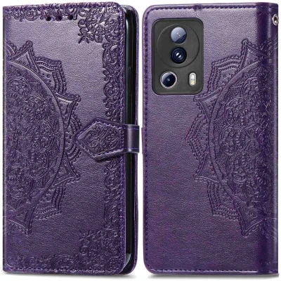 Afbeelding van iMoshion Hoesje Geschikt voor Xiaomi 13 Lite Met Pasjeshouder Mandala Bookcase Paars